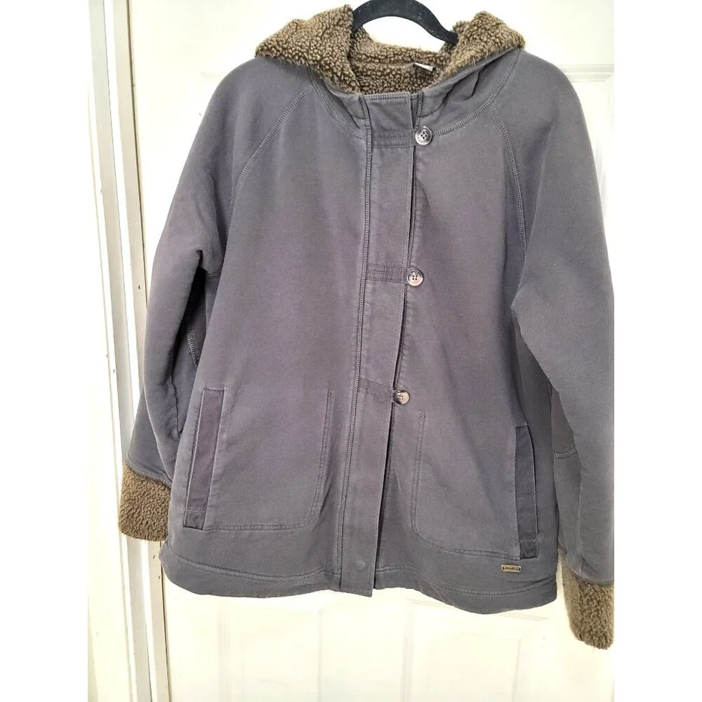Eddie‎ Bauer Women's Hooded Fleece-Lined Jacket Pocket Elbow patch